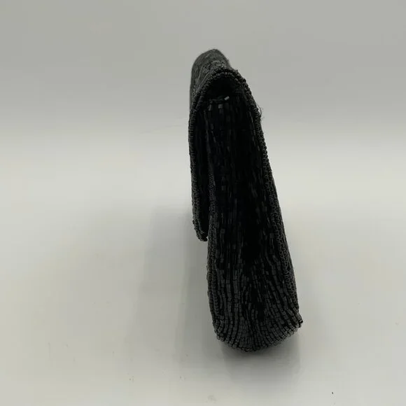 Elegant Vintage Black Beaded Evening Bag Clutch Handbag Marshall Fields - Picture 12 of 12